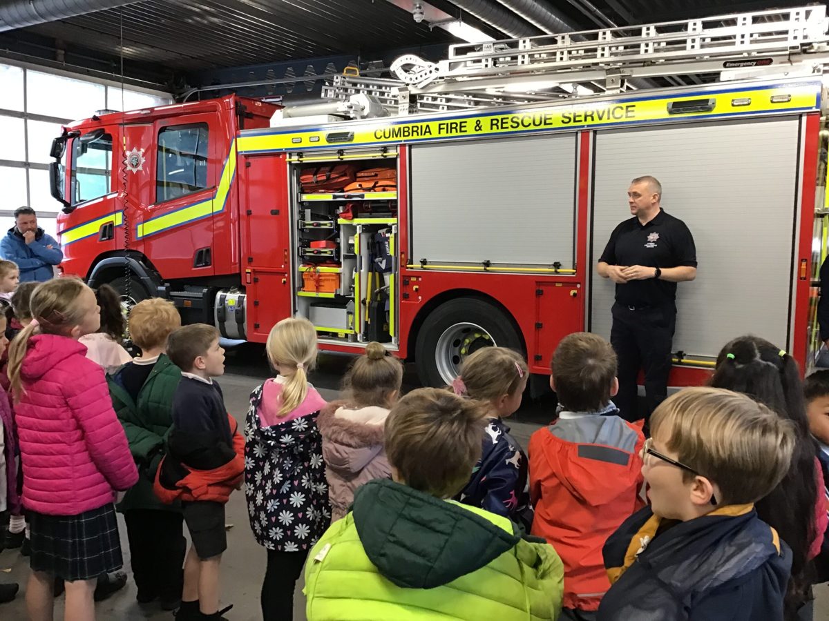 Pupils visiting a fire engine
