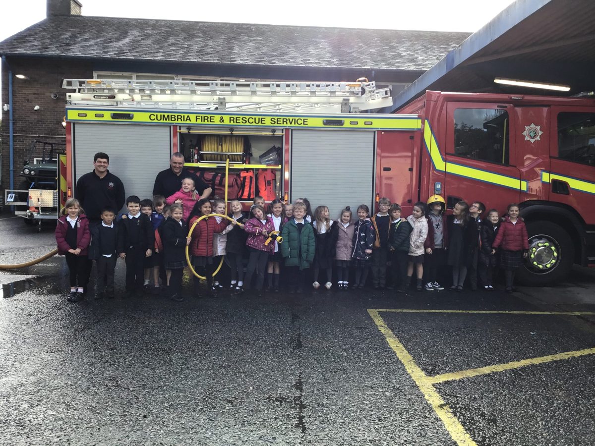 Class outside the fire station