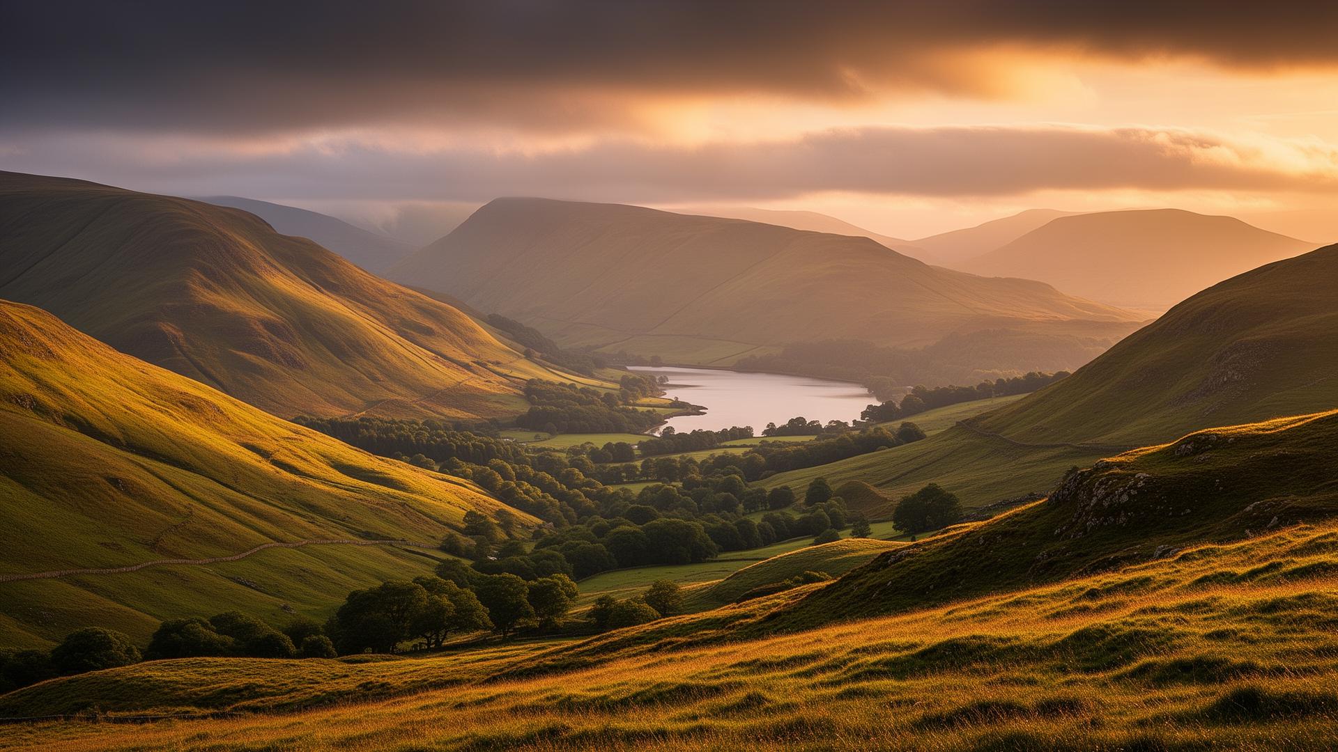 Cumbrian fells at golden hour