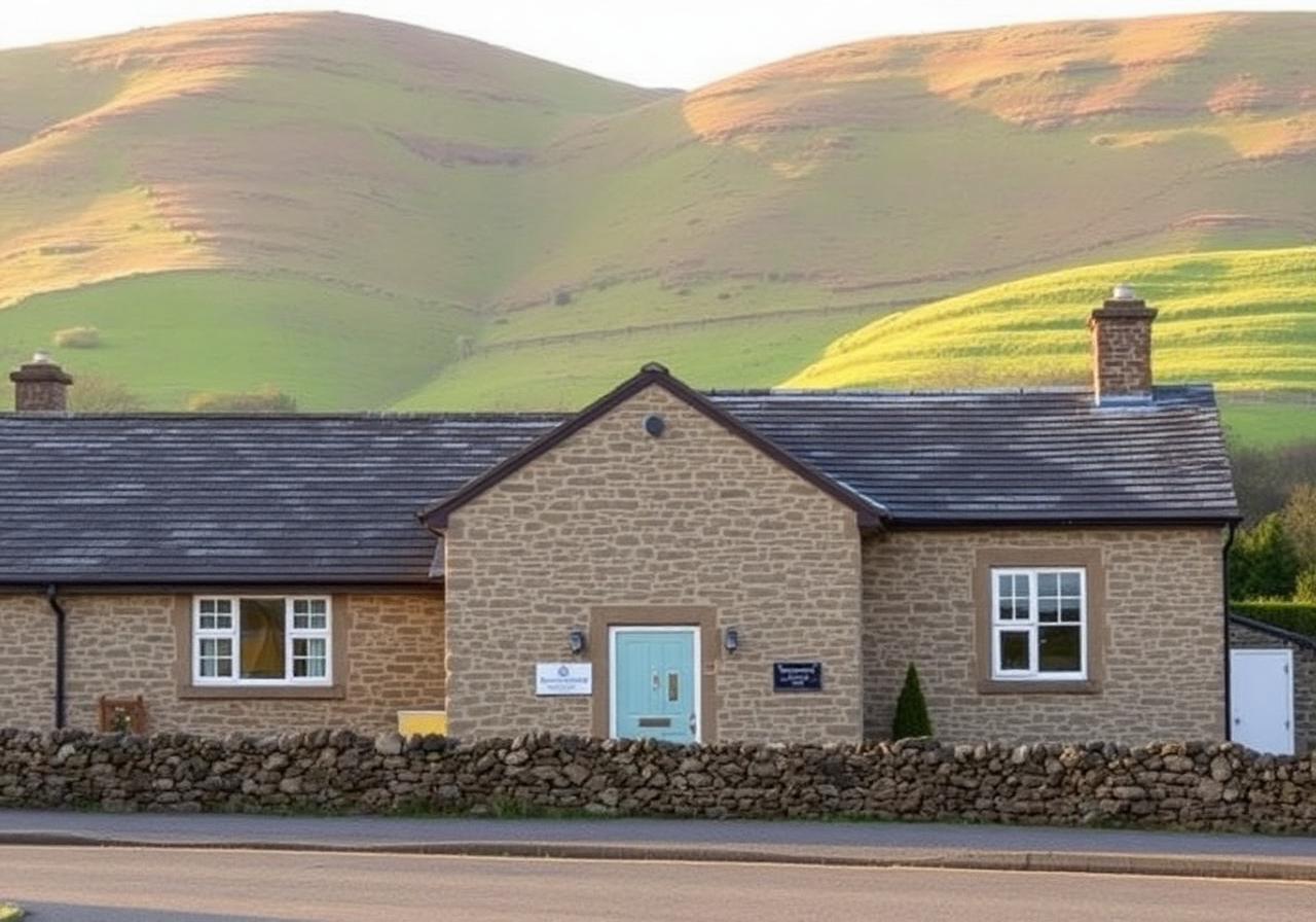School building below the fells